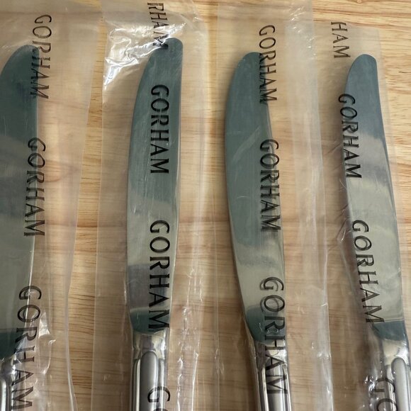 Gorham Melon Bud Frosted Stainless Flatware Knives 9 1/8" Elegant Set Of 4 - Picture 3 of 3